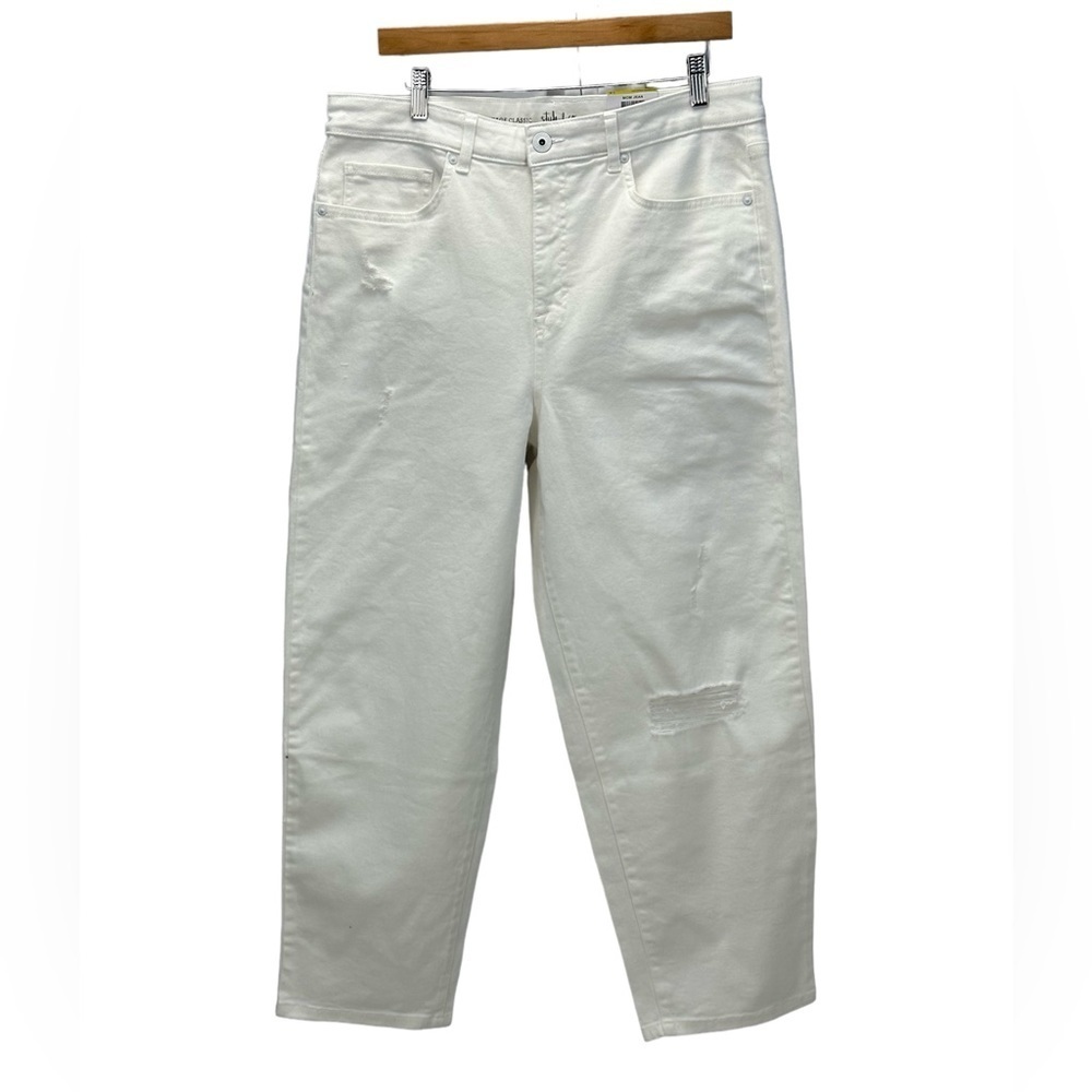 Style & Co High Rise Slimming Pocket Vintage Straight Mom Jeans - White -size 14